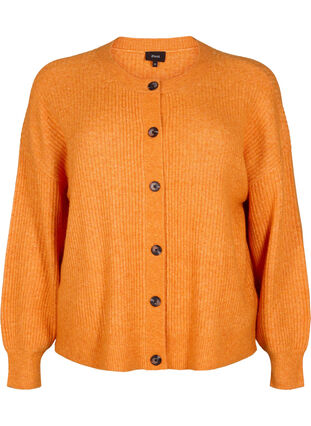 Zizzi Cardigan en tricot côtelé avec boutons, Marmelade Mel., Packshot image number 0