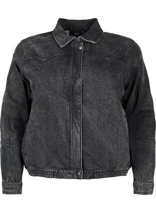 Zizzi Veste en jean avec fermeture éclair cachée, Dark Grey Denim, Packshot image number 0