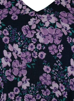 Zizzi Blouse à fleurs à manches longues et col en V, Black Small Fl. AOP, Packshot image number 2