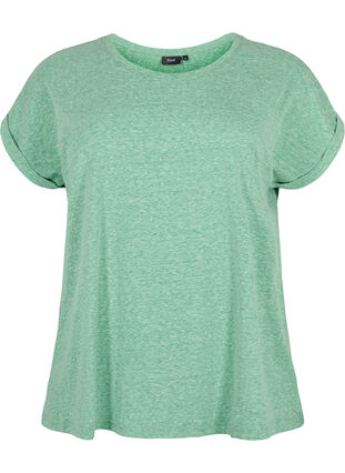 Zizzi T-shirt mélangé à manches courtes, Jolly Green Mél, Packshot image number 0