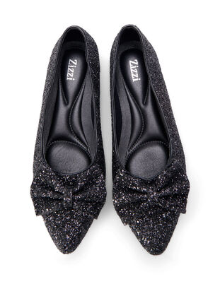 Zizzi Ballerines larges à paillettes avec nœud, Black, Packshot image number 2