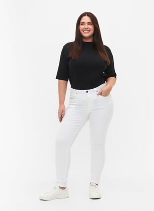 Zizzi Jean Amy super slim à taille haute, White, Model image number 0