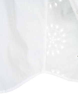 Zizzi Chemisier avec broderie anglaise et manches 3/4, Bright White, Packshot image number 3