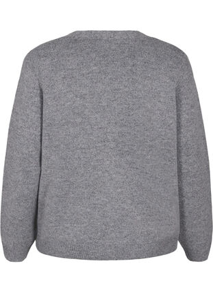 Zizzi Cardigan tricoté avec un nœud en argent, Medium Grey Melange, Packshot image number 1