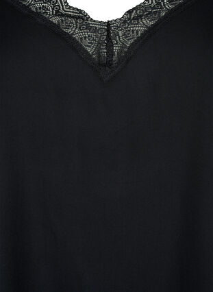 Zizzi Top avec dentelle en viscose, Black, Packshot image number 2