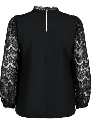 Zizzi Blouse manches longues avec dentelle, Black, Packshot image number 1