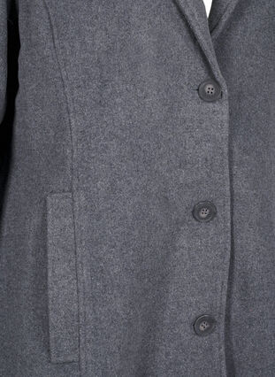 Zizzi Manteau long en laine avec des poches, Dark Grey Melange, Packshot image number 3