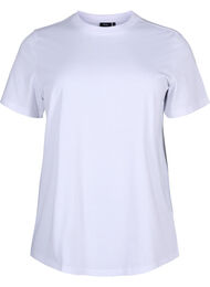 T-shirt basique en coton à col rond, Bright White, Packshot