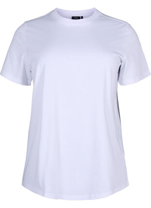 Zizzi T-shirt basique en coton à col rond, Bright White, Packshot image number 0