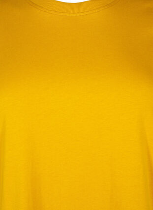 Zizzi T-shirt basique en coton à col rond, Golden Yellow, Packshot image number 2