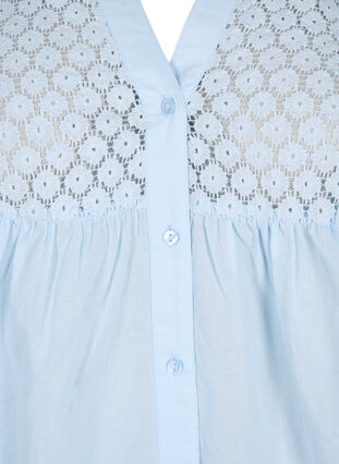 Zizzi FLASH – Chemise avec détails en crochet, Cashmere Blue, Packshot image number 2