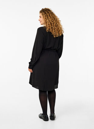 Zizzi Robe à manches longues avec cordon de serrage, Black, Model image number 1