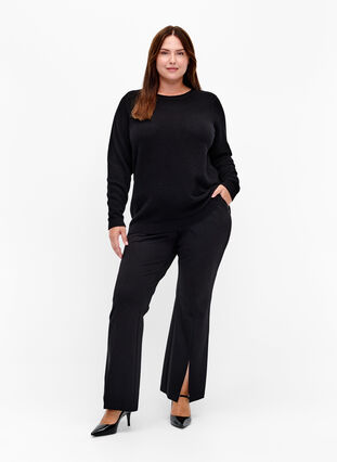 Zizzi Blouse en coton tricoté avec structure, Black, Model image number 2