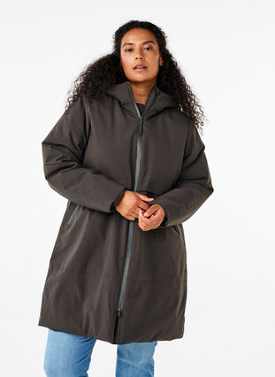 Zizzi Veste d'hiver avec taille ajustable, Raven, Model image number 0