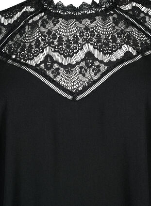 Zizzi Blouse manches longues avec dentelle, Black, Packshot image number 2