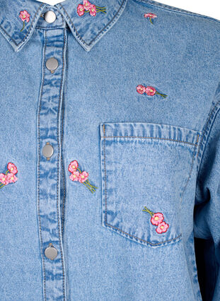 Zizzi Chemise en jean avec fleurs brodées, L.B.D.Flower AOP, Packshot image number 2