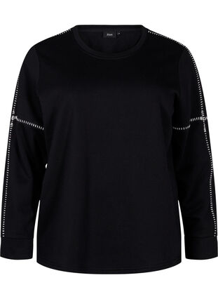 Zizzi Sweat-shirt avec coutures contrastées, Black, Packshot image number 0