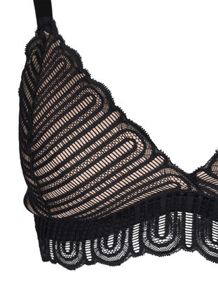 Zizzi Bralette avec dentelle et rembourrage doux, Black, Packshot image number 3