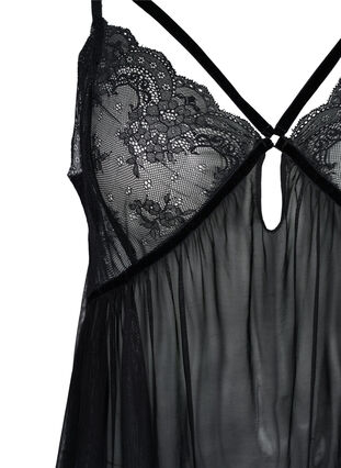 Zizzi Nuisette transparente avec dentelle, Black, Packshot image number 2