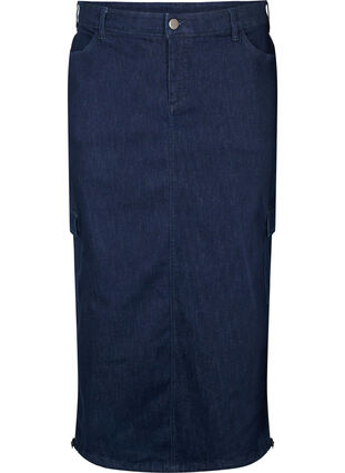 Zizzi Jupe maxi en denim, Dark Blue Denim, Packshot image number 0