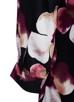 Zizzi Robe en viscose avec imprimé et manches longues., Black Pink FlowerAOP, Packshot image number 3