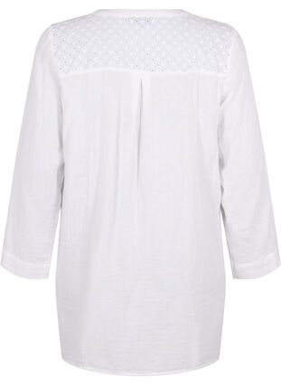 Zizzi Tunique en coton avec broderie anglaise, Bright White, Packshot image number 1