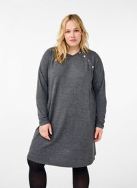 Robe en jersey avec boutons, Dark Grey Melange, Model