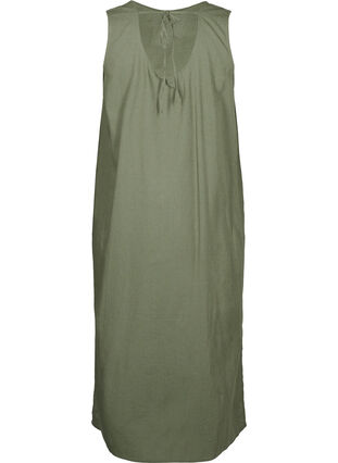 Zizzi Robe sans manches en mélange de coton avec du lin, Deep Lichen Green, Packshot image number 1