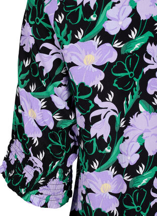 Zizzi Chemisier en viscose avec boutons, Black Small Flower, Packshot image number 3