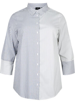 Zizzi Chemise à manches longues avec rayures, Lava Smoke Stripe, Packshot image number 0