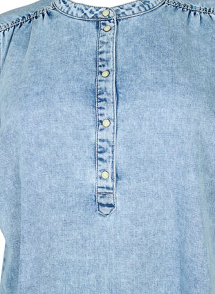 Zizzi Robe trapèze en jean à manches courtes, Blue denim, Packshot image number 2