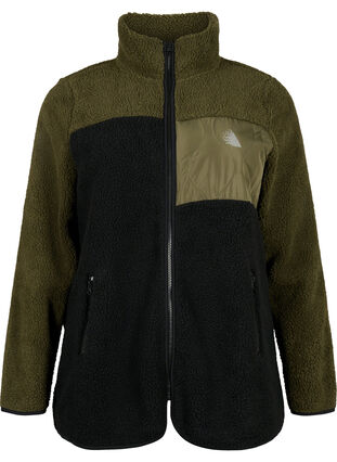 Zizzi Veste teddy contraste de couleurs, Forest Night comb., Packshot image number 0