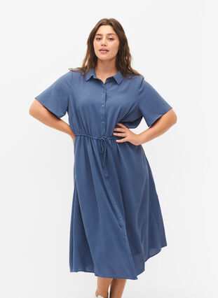 Zizzi Robes chemise à manches courtes, Vintage Indigo, Model image number 2