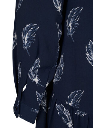 Zizzi Robes midi à manches longues, Navy B. Feather AOP, Packshot image number 3