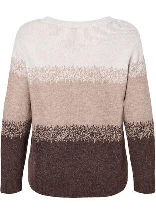 Zizzi  Blouse tricotée avec de larges rayures, Pumice Stone Comb, Packshot image number 1