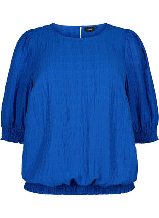 Zizzi Blouse smockée en lyocell (TENCEL™), Strong Blue, Packshot image number 0