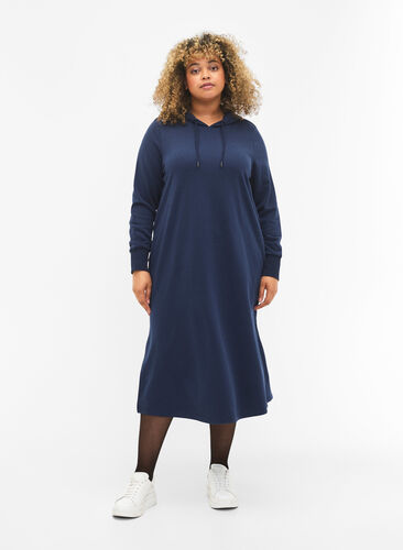 Zizzi Robe sweat-shirt à capuche, Dress Blues, Model image number 0