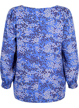 Zizzi FLASH - Blouse à manches longues avec imprimé et smock, Dazzling Blue AOP, Packshot image number 1