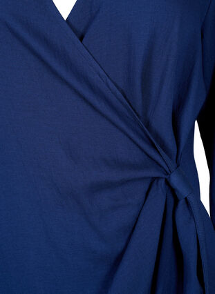 Zizzi Robe à manches longues en viscose au look enveloppant, Medieval Blue, Packshot image number 2