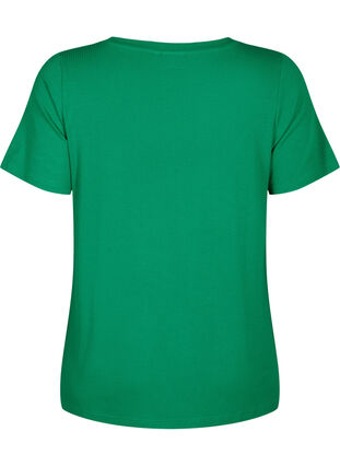 Zizzi T-shirt en viscose côtelée avec col en V, Jolly Green, Packshot image number 1