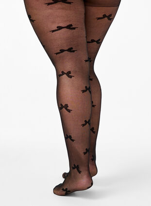 Zizzi Collants 30 deniers avec motif de nœud, Black, Model image number 1