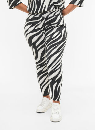 Zizzi Leggings avec imprimé zébré, White Zebra, Model image number 2