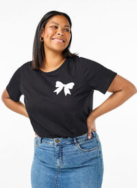 T-shirt en coton avec nœud papillon, Black W. White, Model