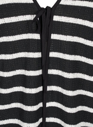 Zizzi Cardigan avec liens, Black White stripe, Packshot image number 2