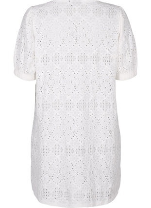 Zizzi Robe courte avec col en V et motifs à trous, Bright White, Packshot image number 1