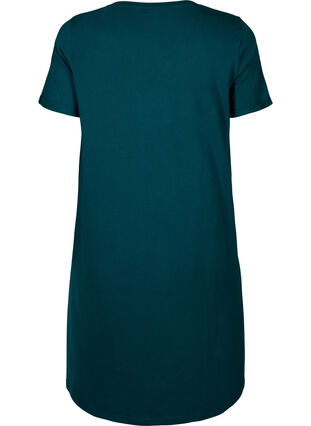 Zizzi Chemise de nuit à manches courtes en coton biologique , Deep Teal Lets, Packshot image number 1