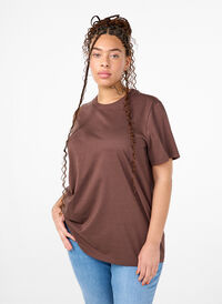 T-shirt basique en coton à col rond, Chocolate Martini, Model