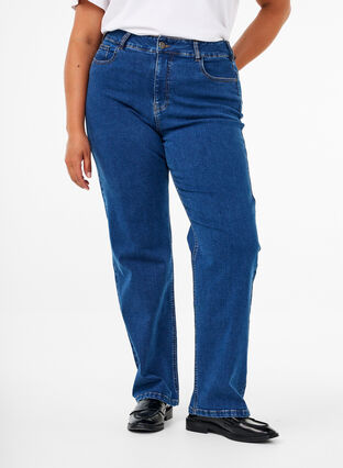 Zizzi Jean taille haute Gemma avec coupe droite, Dark blue, Model image number 2