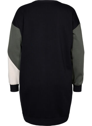 Zizzi Long sweat-shirt avec colorblock, Black Color Block, Packshot image number 1