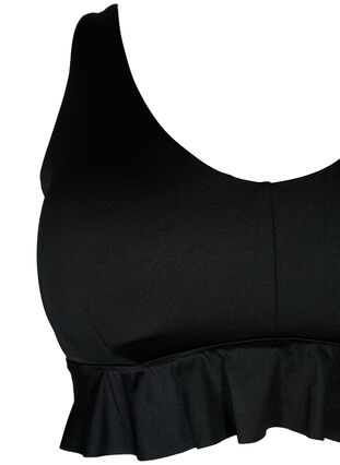Zizzi Haut de bikini avec coussinets amovibles et bordure à volants, Black, Packshot image number 2